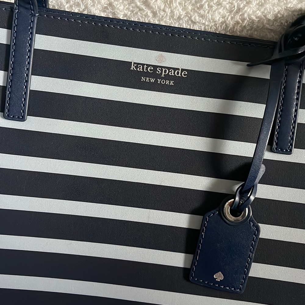 Kate Spade large tote bag Navy blue striped